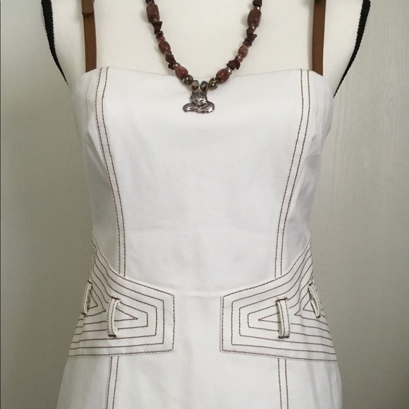 Cache White Dress with Leather Straps - Picture 6 of 6